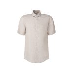 Lněná košile Seidensticker s krátkým rukávem v režné barvě