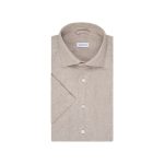 Lněná košile Seidensticker s krátkým rukávem v režné barvě - Obrázek 3