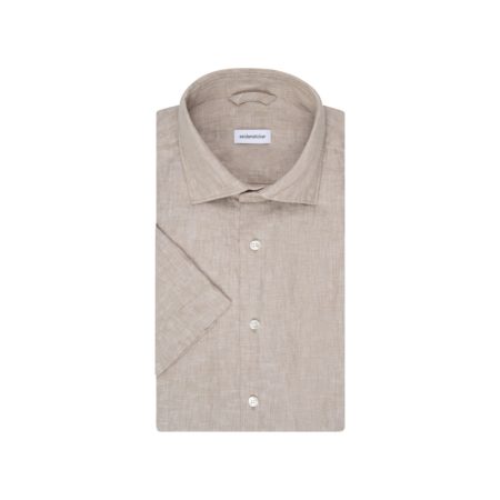 Lněná košile Seidensticker s krátkým rukávem v režné barvě - Obrázek 3